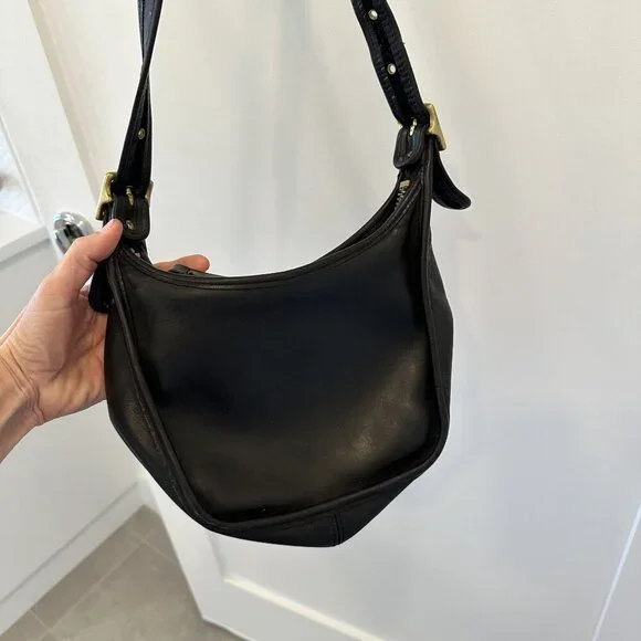 Vintage Coach Legacy Janice Black Leather Crossbody Shoulder Bag